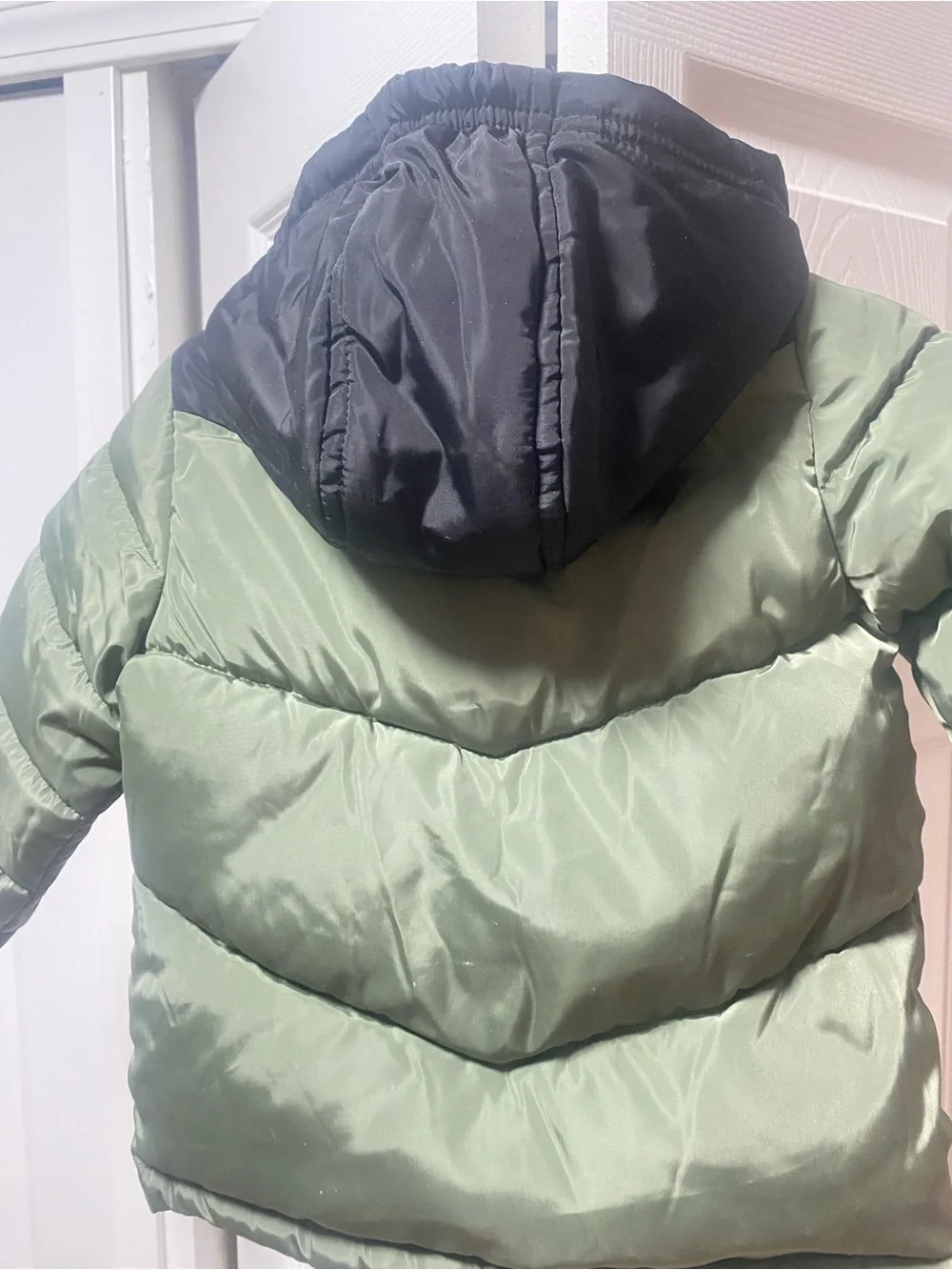 DKNY Boys Olive Green Puffer Jacket with Black Hood
